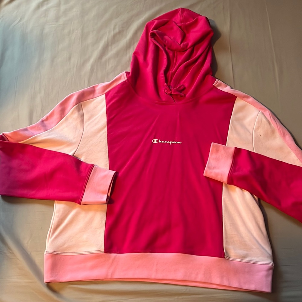 XL Pink Patch-Color Champion Hoodie